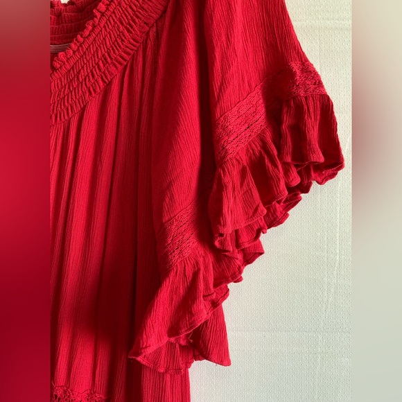 NWOT Free People Oversized “Dream On” Embroidery Tiered Peasant Pocket Maxi - Picture 10 of 16